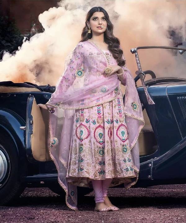 Classy Pink Anarkali with a Pajami
